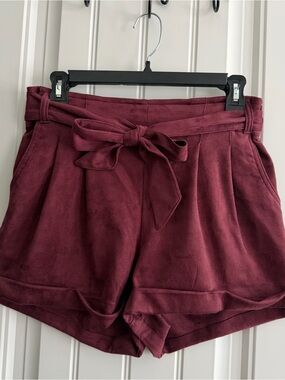Tie-Belt Women's Faux Suede Shorts
